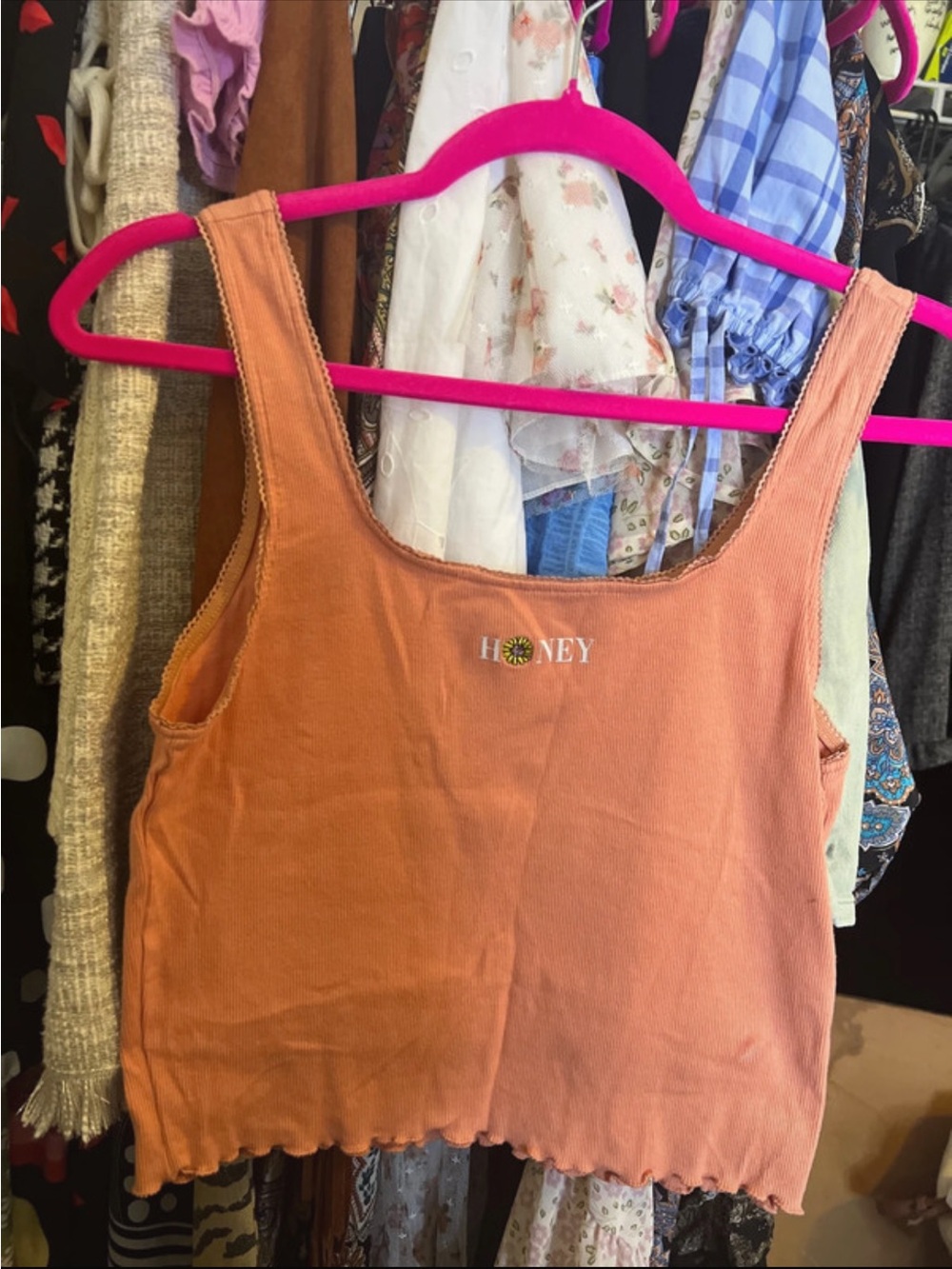 Forever 21 Rust Orange Ribbed Square Neck Tank